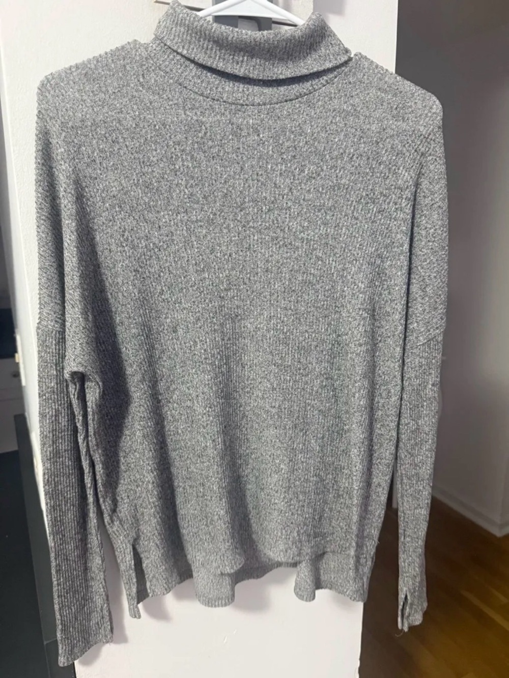 aerie Heather Gray Ribbed Turtleneck Sweater